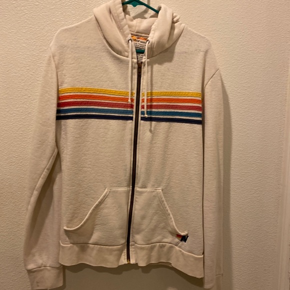 Aviator nation 5 stripe zip up hoodie size large - Picture 2 of 7